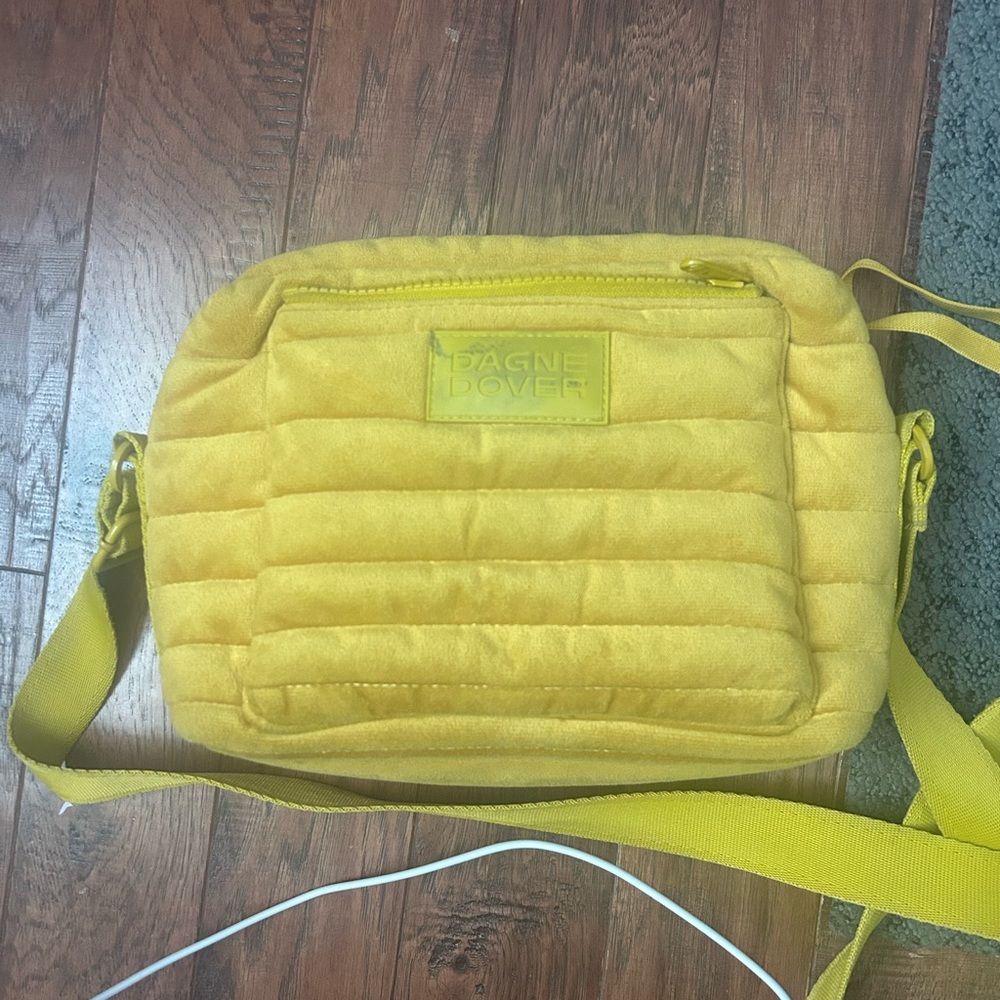 Dagne Dover Mustard Quilted Crossbody Bag